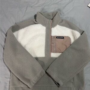 Columbia Sherpa Pullover - Cream & Taupe Pocket
